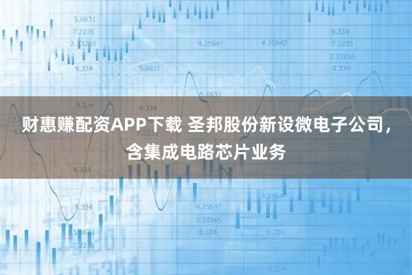 财惠赚配资APP下载 圣邦股份新设微电子公司，含集成电路芯片业务